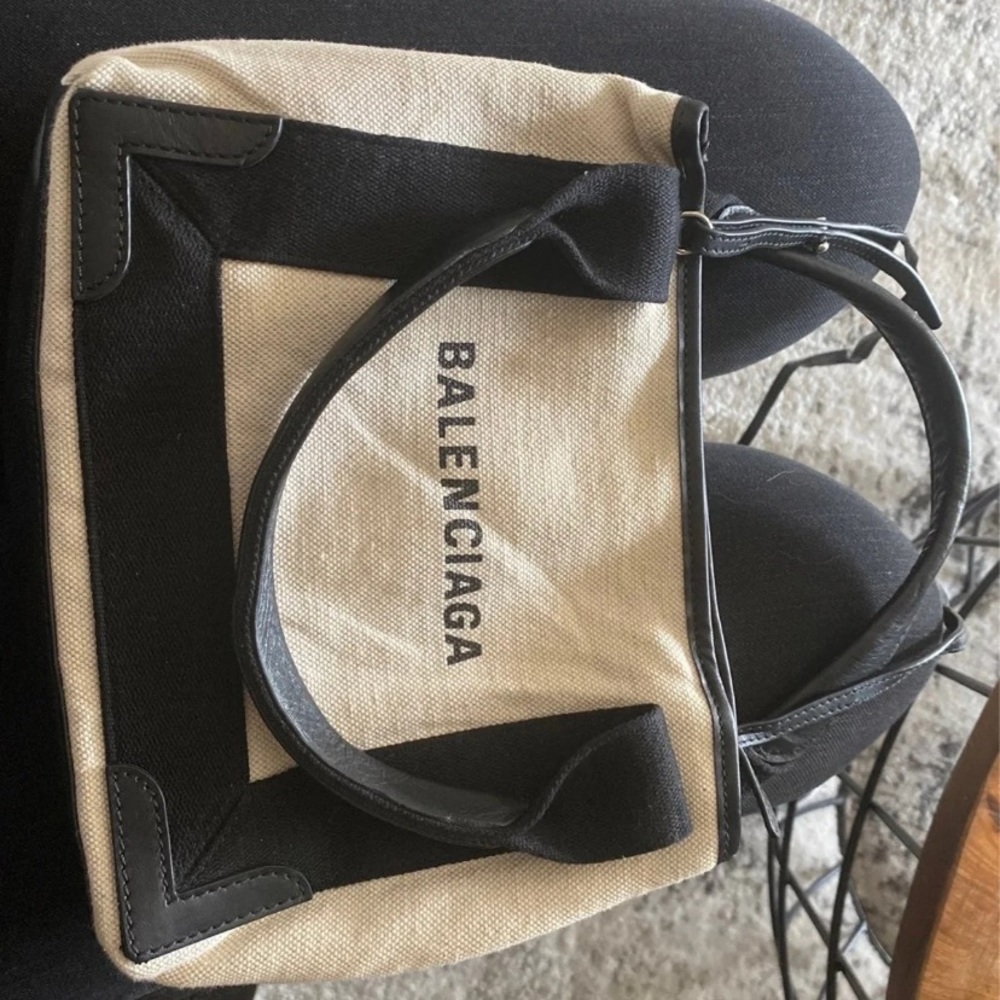 Authentic balenciaga navy cabas xs